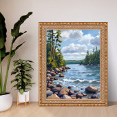 Tranquil Tahoe Lake Shore Watercolor Painting ポスター