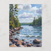 Tranquil Tahoe Lake Shore Watercolor Painting ポストカード (正面)