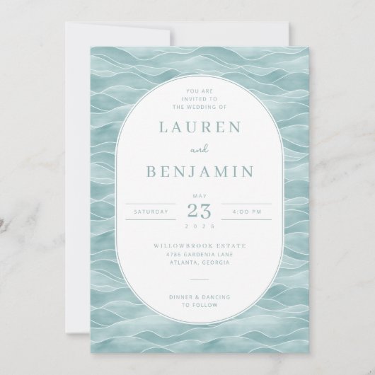 Tranquil Teal Wave Invitations 招待状 (正面)