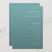 Tranquil Teal Wedding Ceremony Schedule プログラム (正面/裏面)