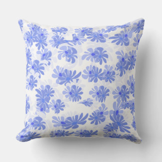 Tranquil Touch: Blue Patterned Throw Pillow クッション