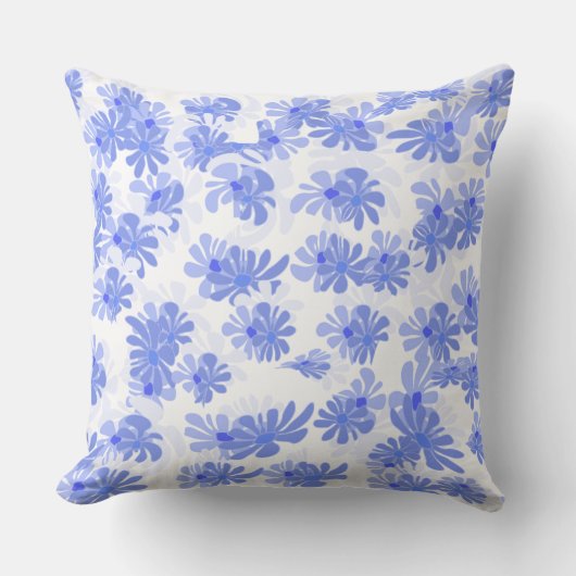 Tranquil Touch: Blue Patterned Throw Pillow クッション (正面)