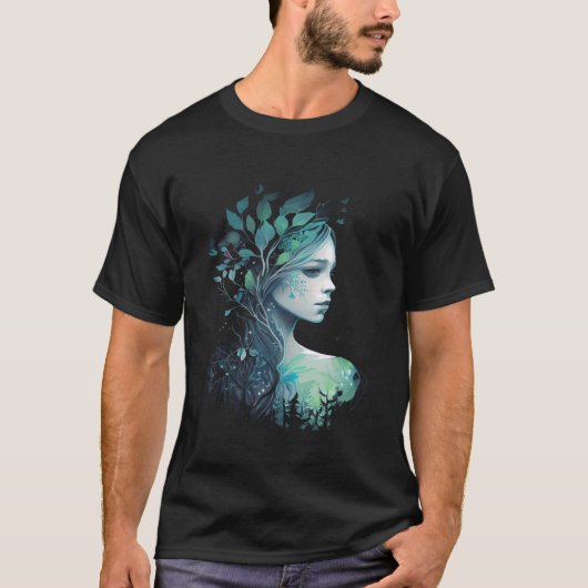 Tranquil Tree Goddess Graphic Tees Men Women Boys  Tシャツ (正面)