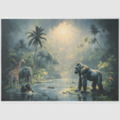 Tranquil Tropical Landscape with Exotic animals 薄葉紙 (正面)
