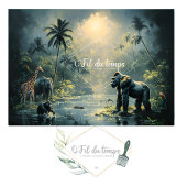 Tranquil Tropical Landscape with Exotic animals 薄葉紙