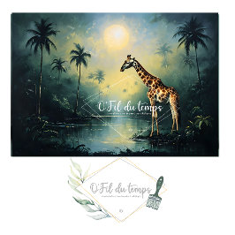 Tranquil Tropical Landscape with Giraffe 薄葉紙