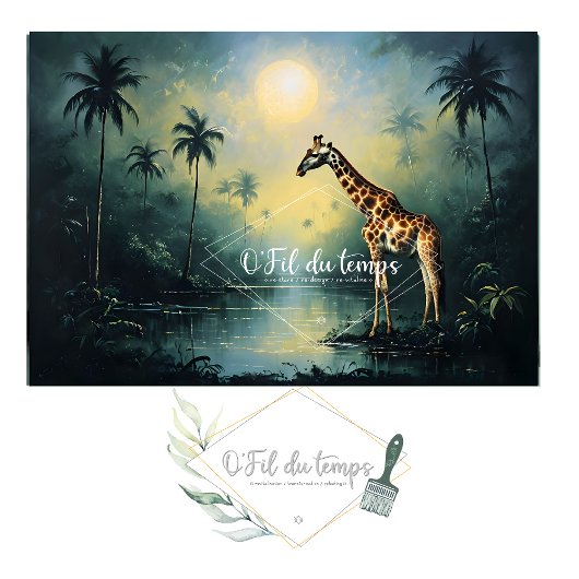 Tranquil Tropical Landscape with Giraffe 薄葉紙