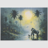 Tranquil Tropical Landscape with Gorilla & Baby 薄葉紙 (正面)