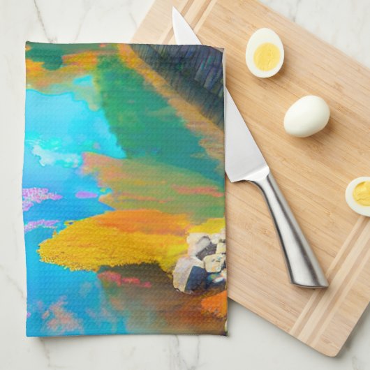 Tranquil Waters: Mt. Fuji's Reflection キッチンタオル (四つ折り)