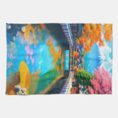 Tranquil Waters: Mt. Fuji's Reflection キッチンタオル (横)