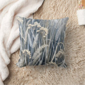 Tranquil Wheat Wildflower Impressionist Design クッション (ブランケット)