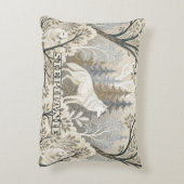 Tranquil Winter Forest Scene with White Wolves アクセントクッション (裏面(縦))