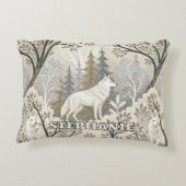 Tranquil Winter Forest Scene with White Wolves アクセントクッション (裏面)