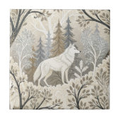 Tranquil Winter Forest Scene with White Wolves タイル (正面)