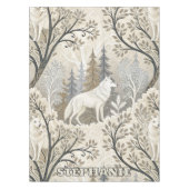 Tranquil Winter Forest Scene with White Wolves テーブルクロス (正面)