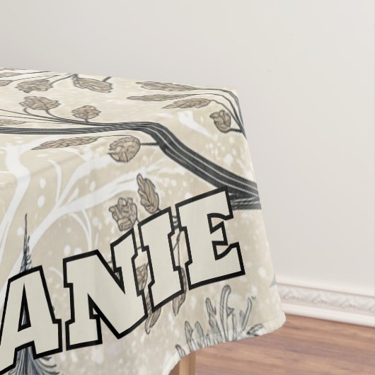 Tranquil Winter Forest Scene with White Wolves テーブルクロス (インサイチュ)