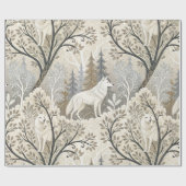 Tranquil Winter Forest Scene with White Wolves ラッピングペーパー (フラット)