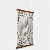 Tranquil Winter Forest Scene with White Wolves 吊り下げ型タペストリー (傾斜あり)