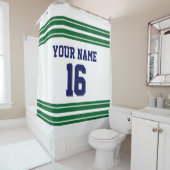 TRANS 2Xフォレストグリーンストライプ文字 シャワーカーテン (インサイチュ)
