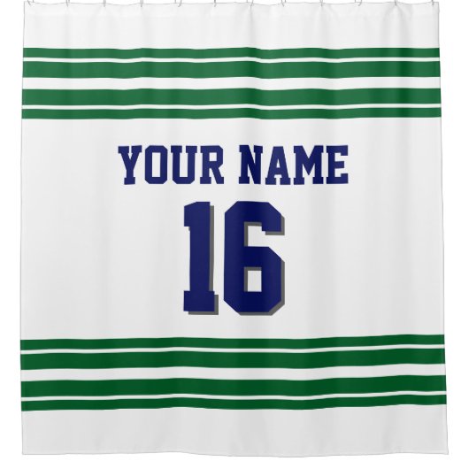 TRANS 2Xフォレストグリーンストライプ文字 シャワーカーテン (正面)