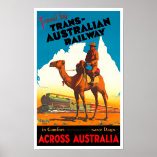 Trans Australian Railway vintage travel ポスター