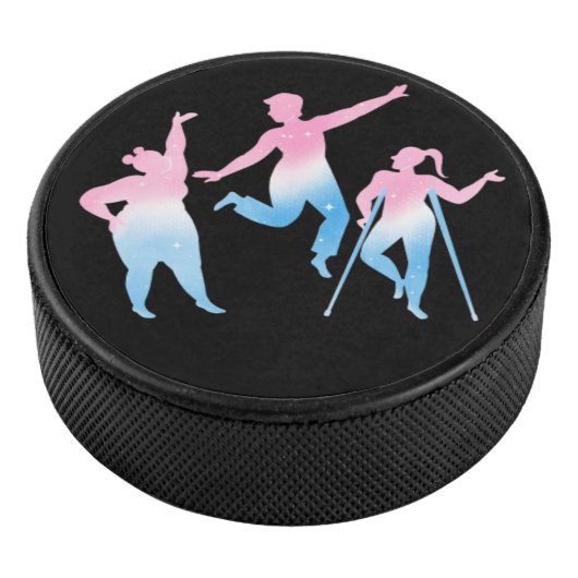 trans disabled design on hockey puck アイスホッケーパック (3/4)