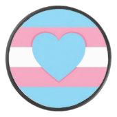 trans flag and heart hockey puck アイスホッケーパック (正面)