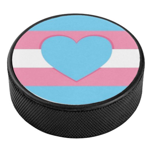 trans flag and heart hockey puck アイスホッケーパック (3/4)