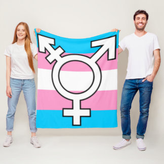 Trans Flag and Symbol Gifting Throw Blanket フリースブランケット