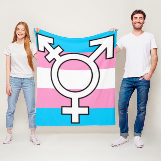 Trans Flag and Symbol Gifting Throw Blanket フリースブランケット (インサイチュ)