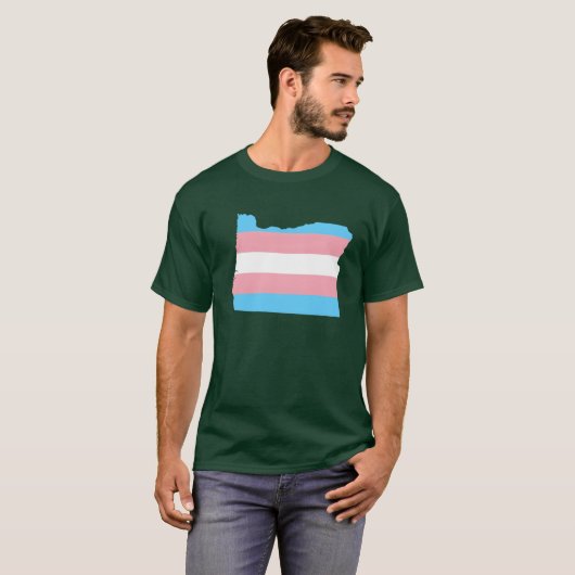 Trans Flag Oregon LGBT Pride Support funny Tシャツ (正面フル)