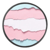 trans flag torn design on hockey Puck アイスホッケーパック (正面)