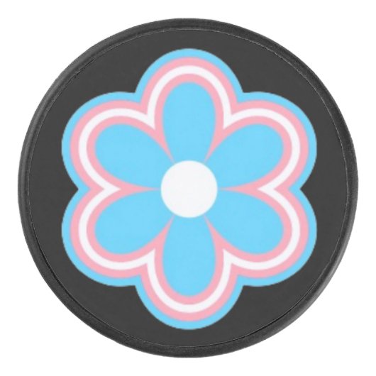 trans flower hockey puck アイスホッケーパック (正面)