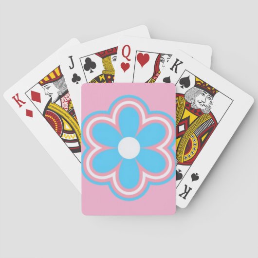 trans flower on pink background on playing cards トランプ (裏面)