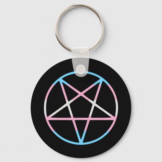 trans gay pride flag pentagram transgender キーホルダー (正面)