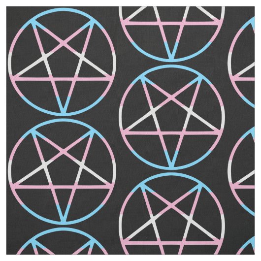 trans gay pride flag pentagram transgender ファブリック (見本)