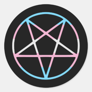 trans gay pride flag pentagram transgender ラウンドシール