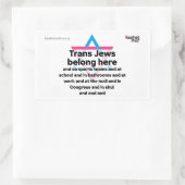 Trans Jews Belong Everywhere 長方形シール (バッグ)