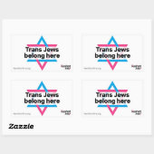 Trans Jews Belong Here sticker 長方形シール (シート)