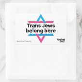 Trans Jews Belong Here sticker 長方形シール (バッグ)
