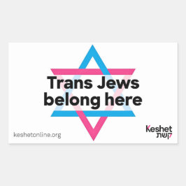Trans Jews Belong Here sticker 長方形シール