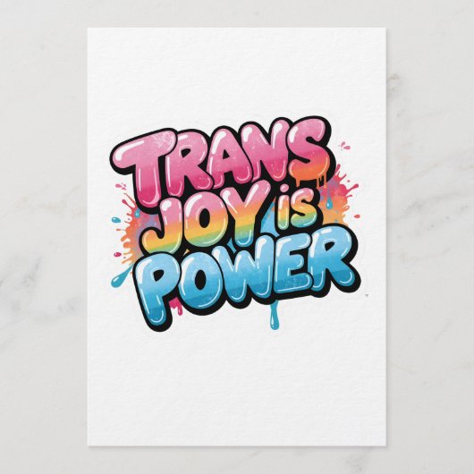 Trans Joy Is Power Art Pride Quote Design 招待状 (正面)