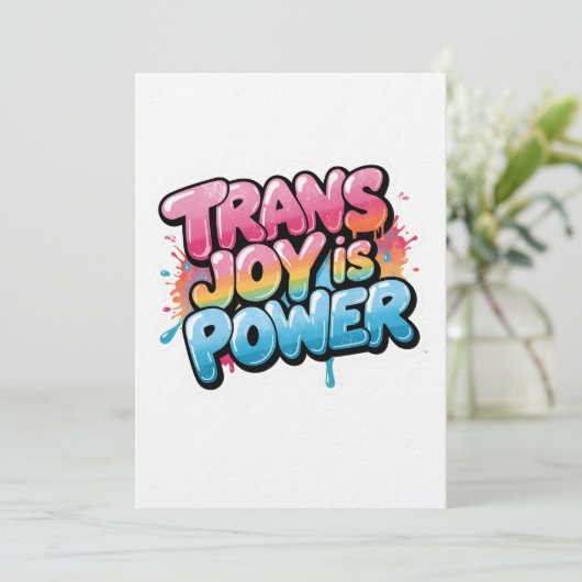 Trans Joy Is Power Art Pride Quote Design 招待状 (スタンド正面)