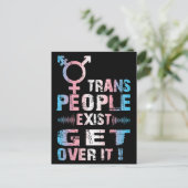 Trans People Exist get over it - Transgender Pride ポストカード (スタンド正面)