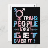 Trans People Exist get over it - Transgender Pride ポストカード (正面/裏面)