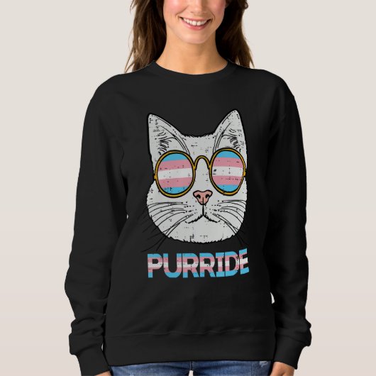 Trans Pride Cat Purride Transgender Flag Lgbt Men  スウェットシャツ (正面)