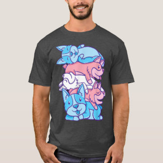 Trans Pride Corgi Pile Transgender T-Shirt Tシャツ