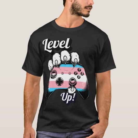 Trans Pride Level Up Tiger Paw Controller Tee 2026 Tシャツ (正面)