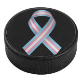 Trans ribbon on black hockey puck アイスホッケーパック (3/4)