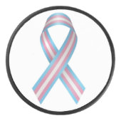Trans ribbon with white background hockey puck アイスホッケーパック (正面)